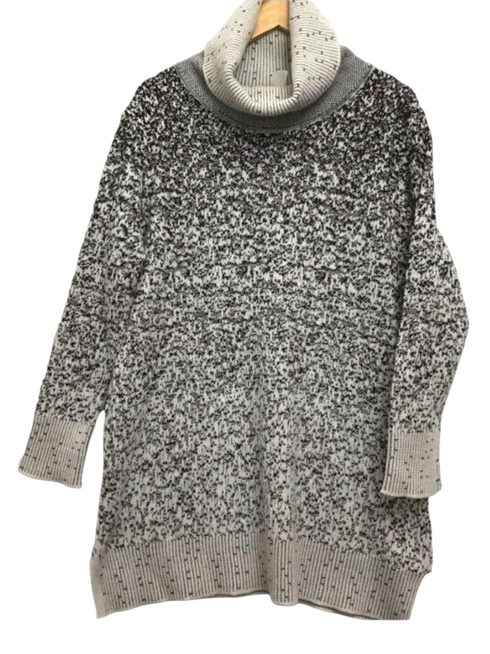 MARLA Wynne knit chunky sweater cowl neck wool blend grey black ecru white 1X